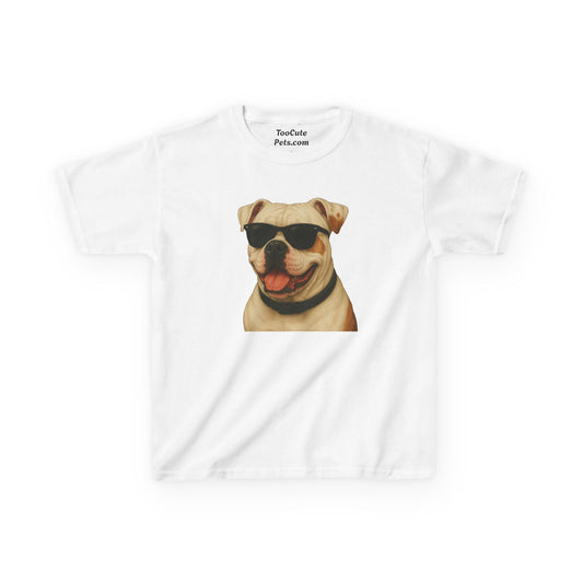 Kids Tee with American Bulldog Wearing Sunglasses
