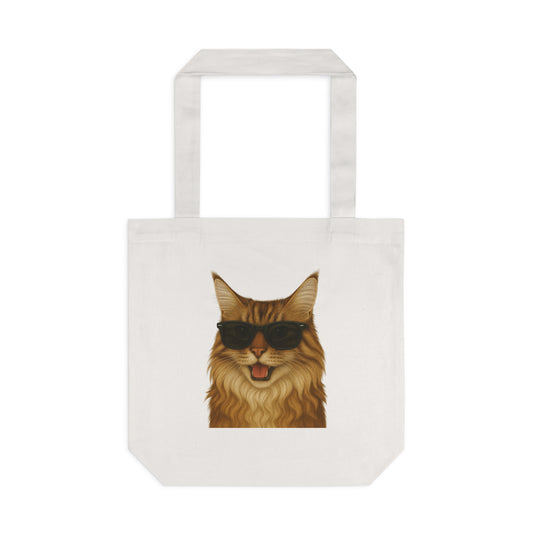 Maine Coon Wearing Sunglasses Cotton Tote Bag