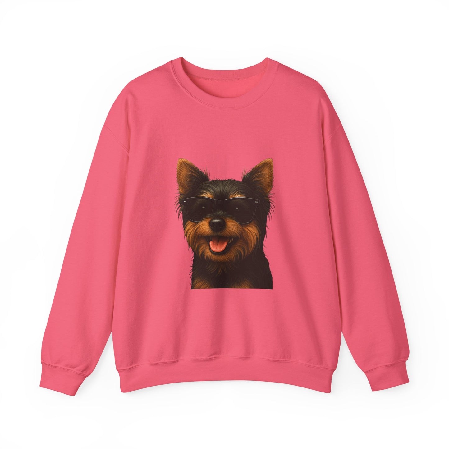 Yorkshire Terrier Wearing Sunglasses - Adult Crewneck Sweatshirt