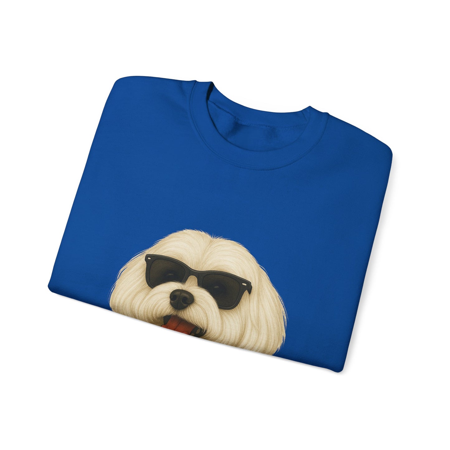 Maltese Wearing Sunglasses - Adult Crewneck Sweatshirt