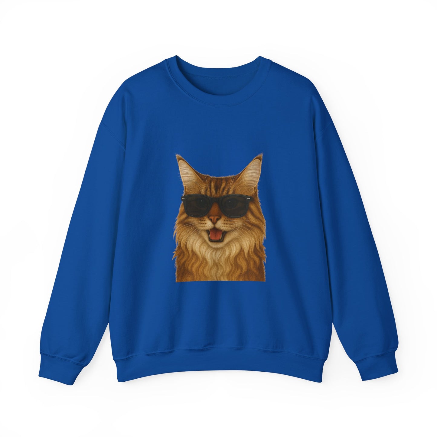 Maine Coon Wearing Sunglasses - Adult Crewneck Sweatshirt