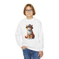 Tabby Kitten With Fedora Hat- Youth Crewneck Sweatshirt - Too Cute Pets