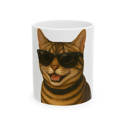 Tabby Cat Wearing Sunglasses Ceramic Mug