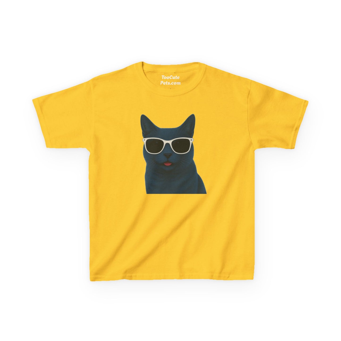 Russian Blue Cat Wearing Sunglasses Kids Tee