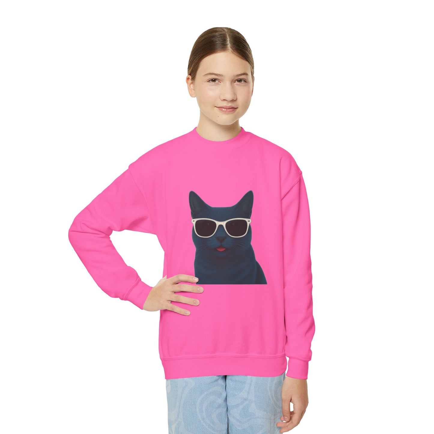Russian Blue Cat Wearing Sunglasses - Youth Sweatshirt
