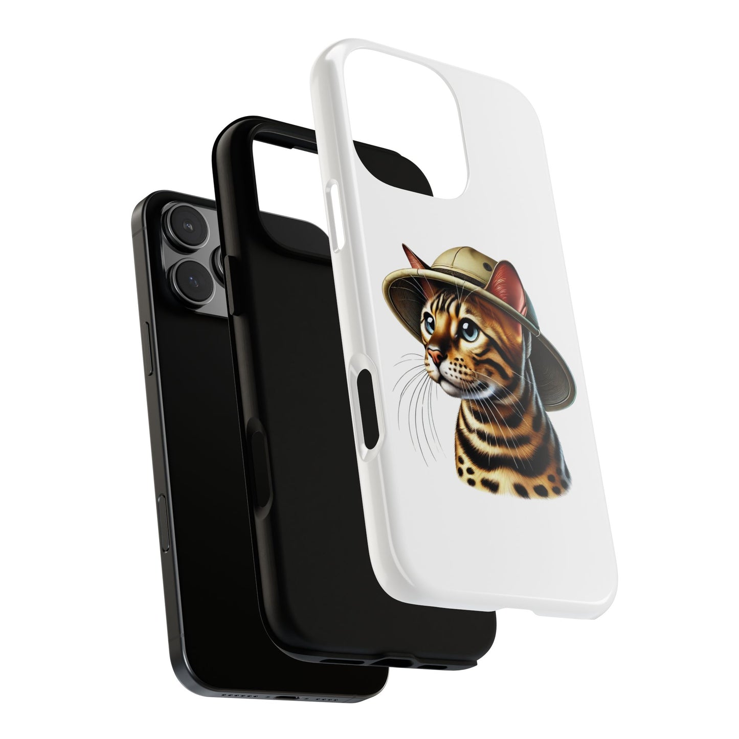 Bengal Cat Wearing a Safari Hat - Tough Phone Case
