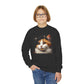 Calico Cat Wearing  a Heart Beret - Youth Crewneck Sweatshirt - Too Cute Pets