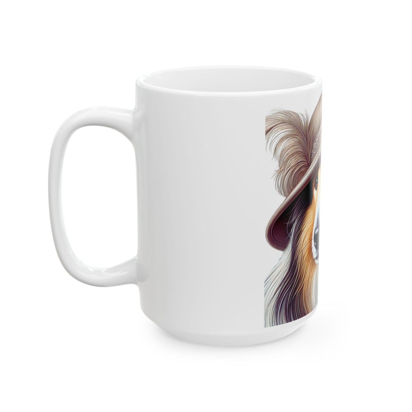 Collie Wearing a Cloche Hat - Ceramic Mug