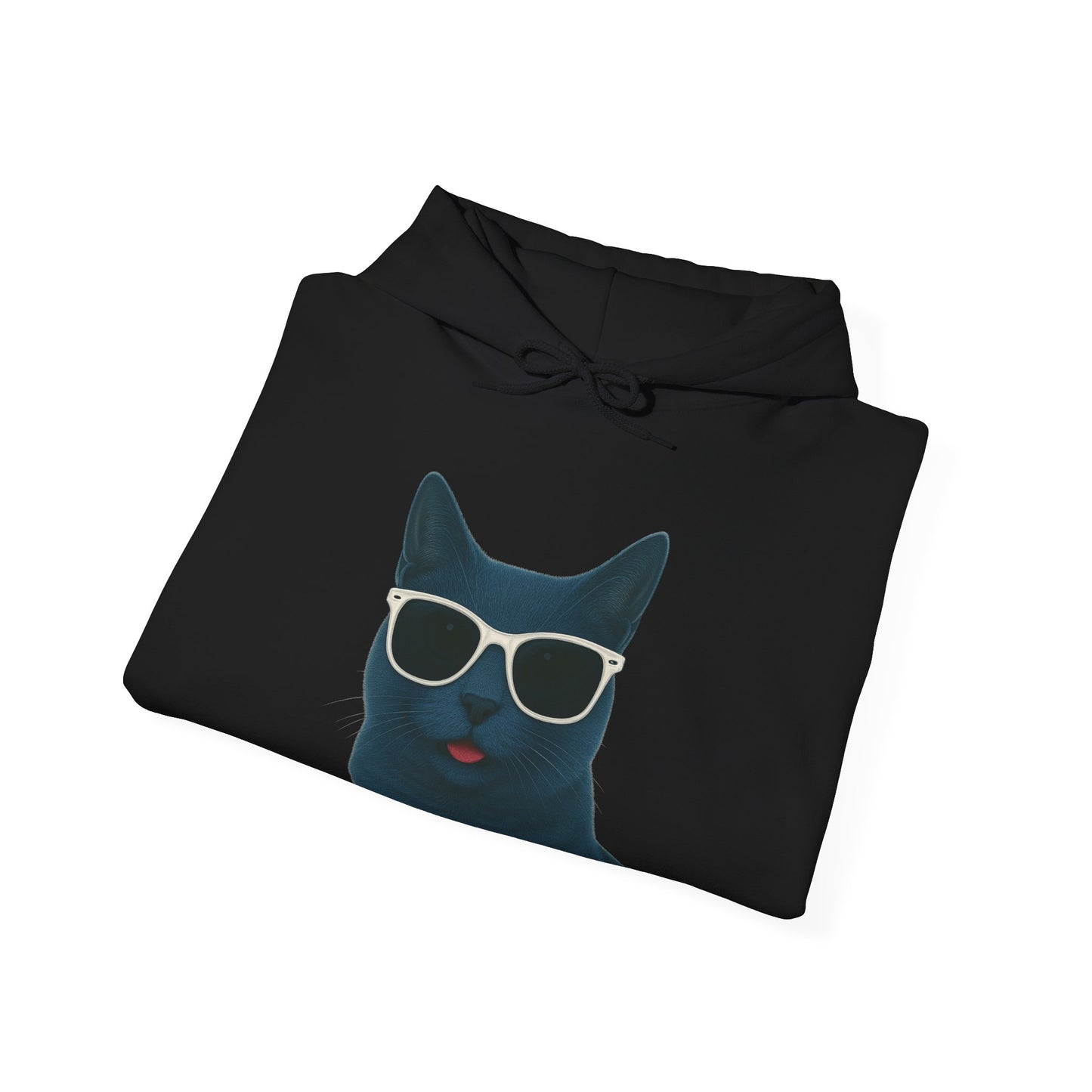 Russian Blue Cat Wearing Sunglasses - Adult Hoodie