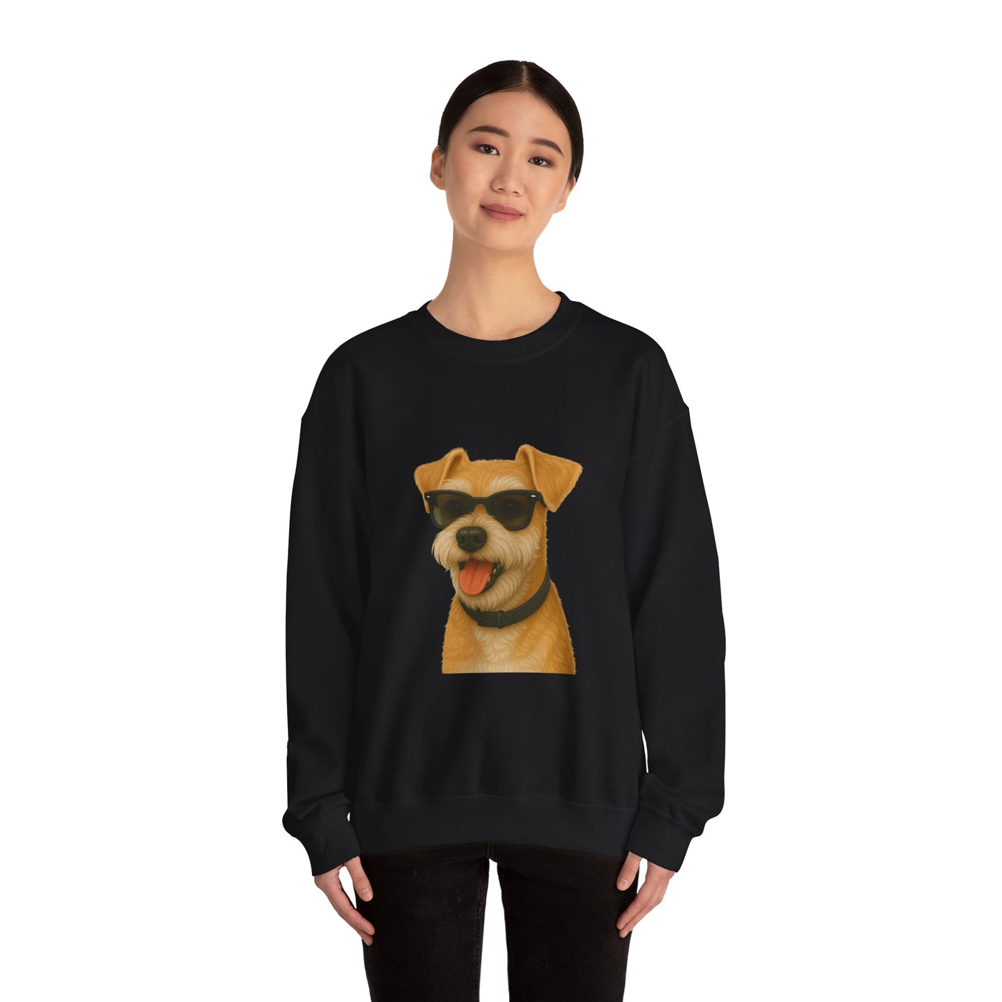 Miniature Schnauzer Wearing Sunglasses - Adult Crewneck Sweatshirt