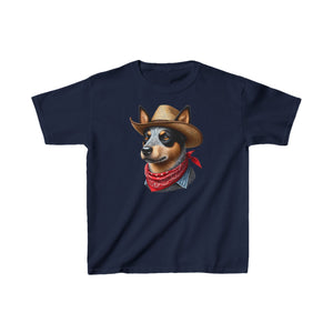Cattle Dog Wearing A Bandana & Straw Hat Youth T-Shirt - Too Cute Pets