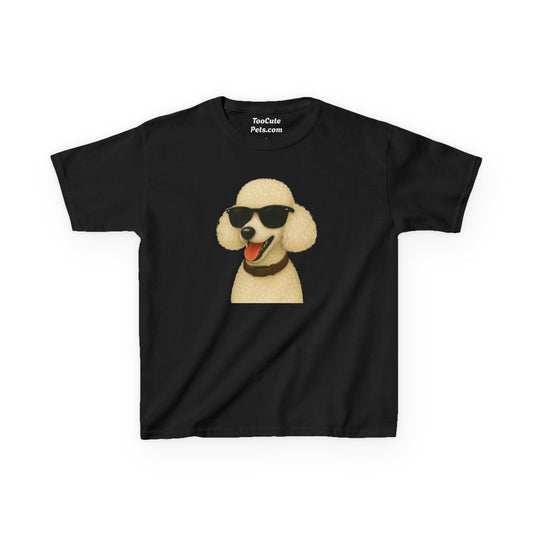 White Poodle Wearing Sunglasses - Kids Tee