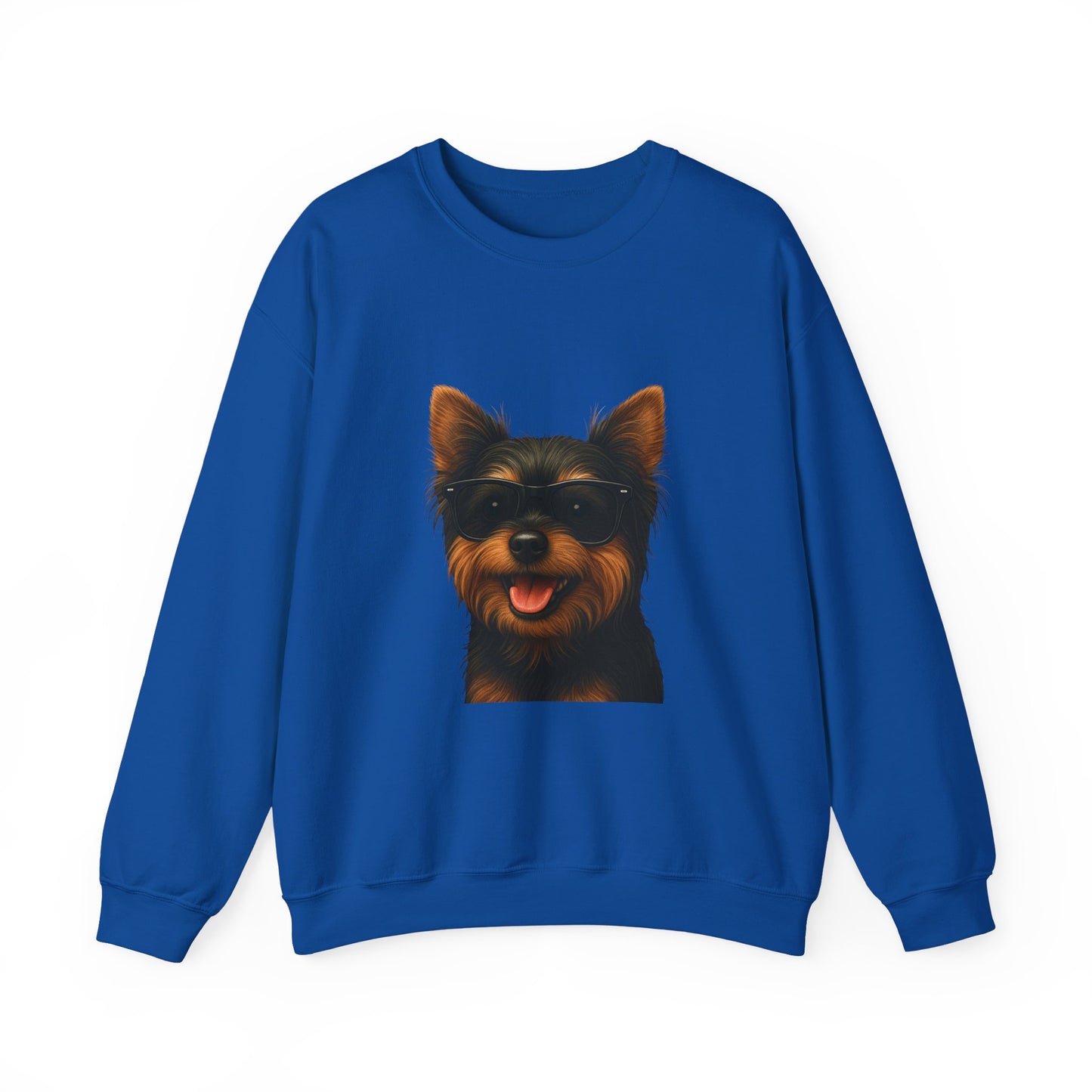 Yorkshire Terrier Wearing Sunglasses - Adult Crewneck Sweatshirt