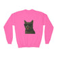 Gray Cat Wearing Sunglasses - Youth Crewneck Sweatshirt