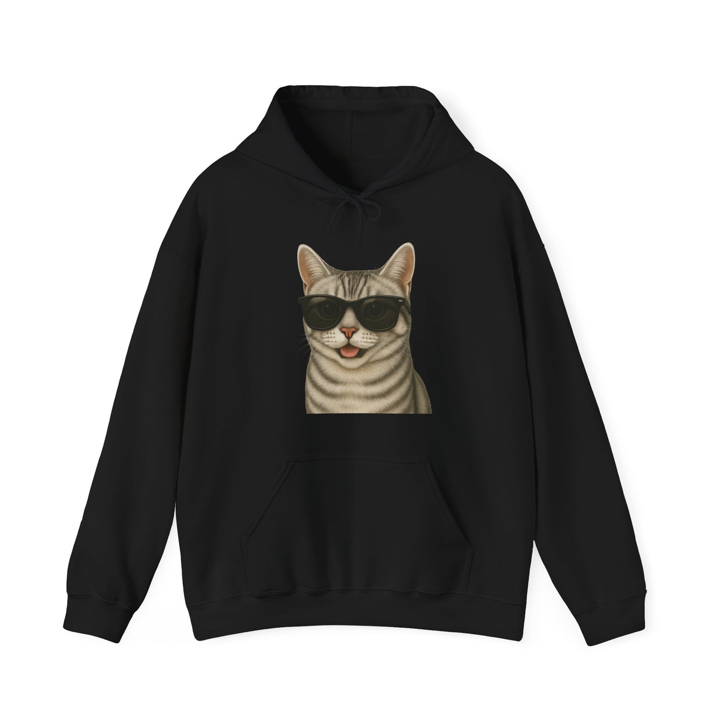 American Shorthair Silver Tabby Wearing Sunglasses - Adult Hoodie