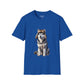 Husky Wearing A Fur Trappers hat- Adult T-Shirt - Too Cute Pets