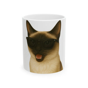 Siamese Cat Wearing Sunglasses Ceramic Mug