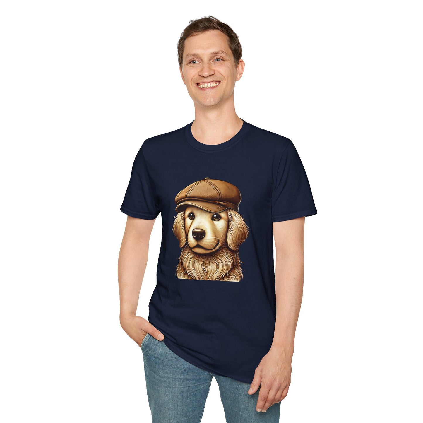 Golden Retriever Wearing Newsboy Cap - Adult Hoodie - Too Cute Pets