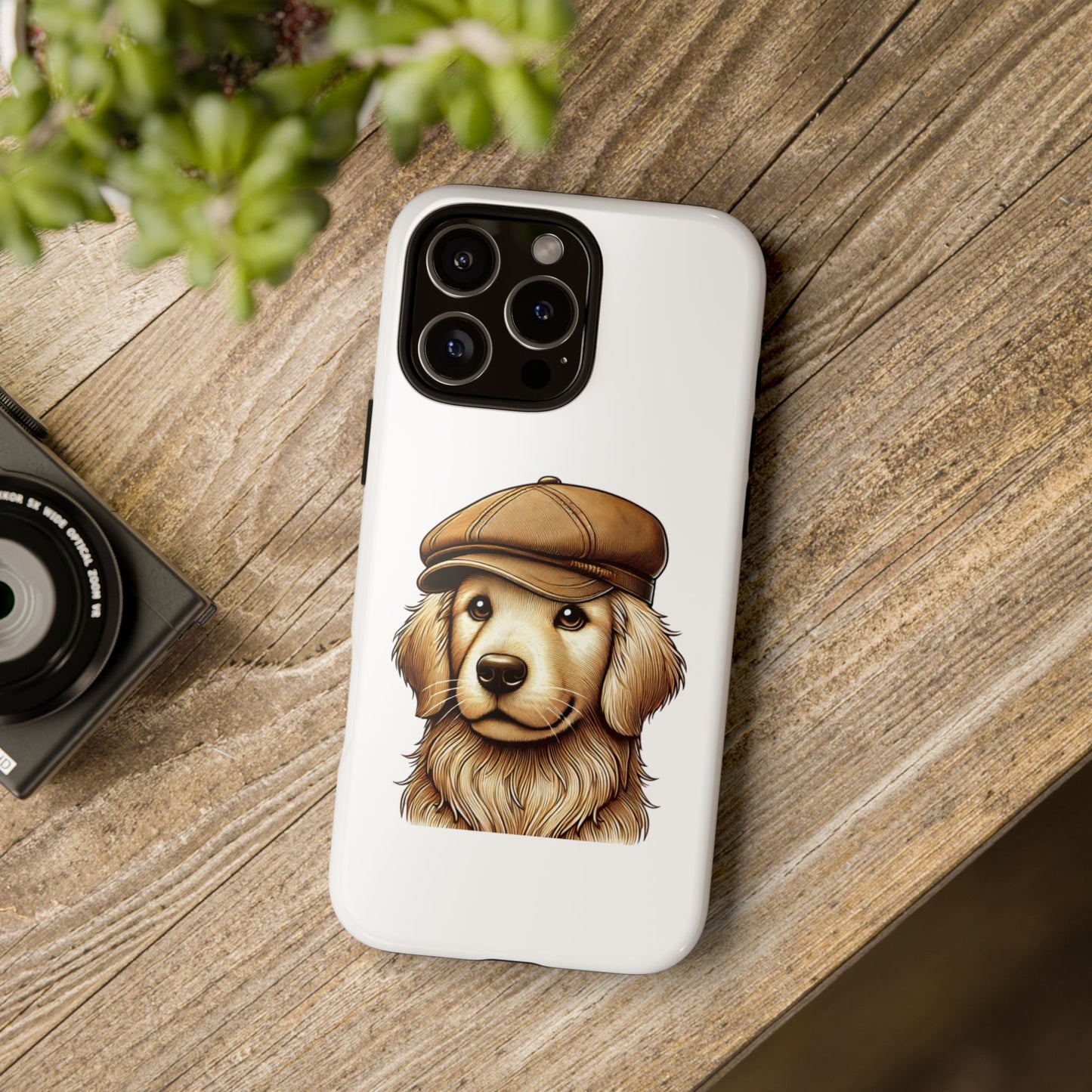 Golden Retriever Wearing a Newsboy Cap - Tough Phone Case
