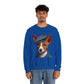 Cute Basenji Pup Wearing Tweed Flat Cap- Adult Crewneck Sweatshirt - Too Cute Pets