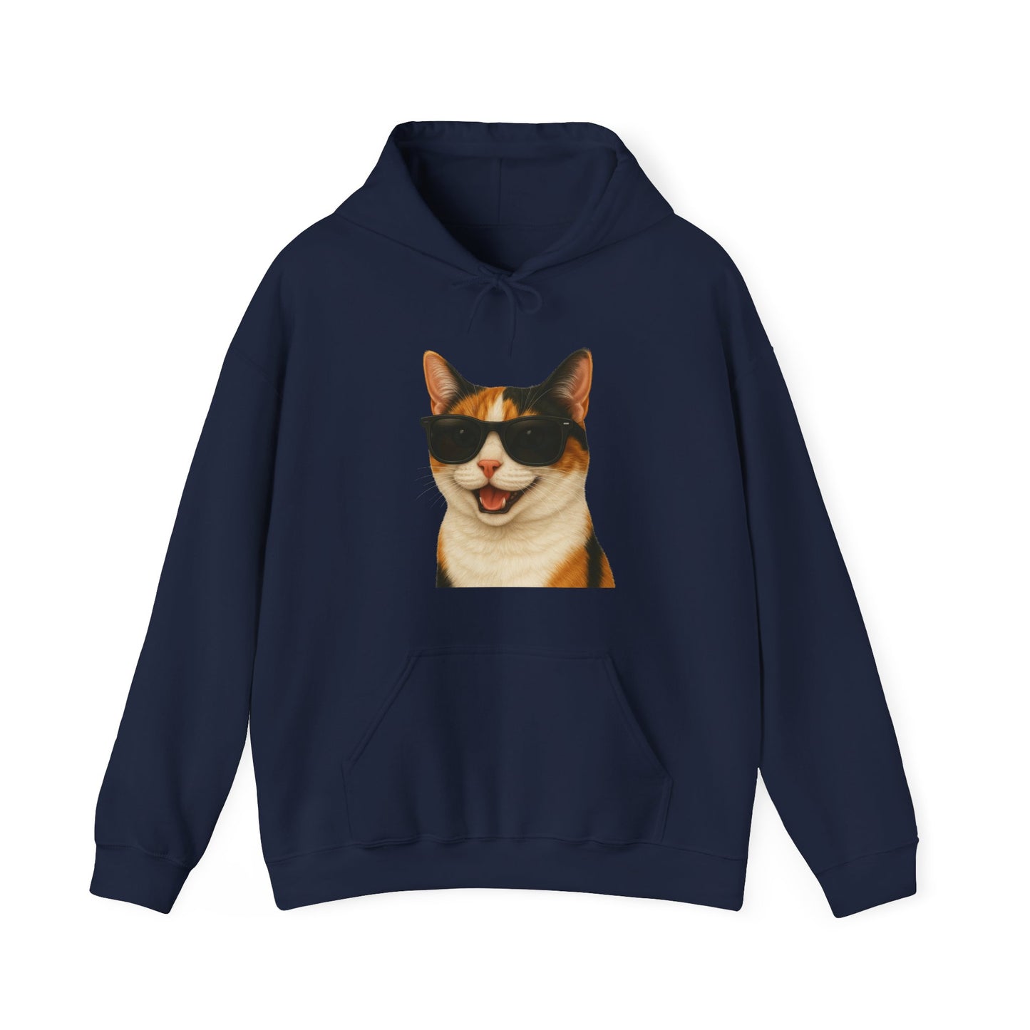 Calico Shorthair Cat Wearing Sunglasses - Adult Hoodie