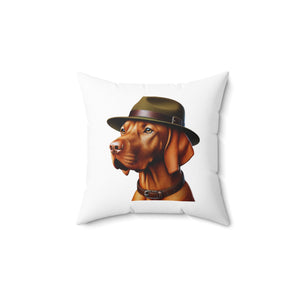 Vizsla Wearing a Campaign Hat - Throw Pillow