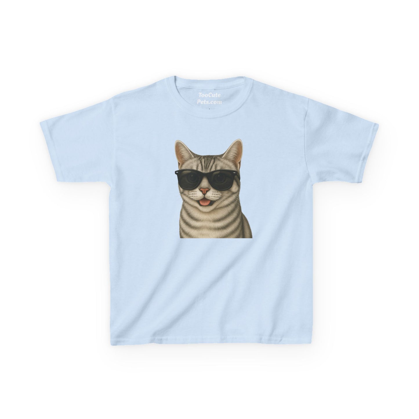 American Shorthair Silver Tabby Cat Wearing Sunglasses - Kids Tee