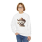 Maltese Wearing Cowboy Hat Youth Crewneck Sweatshirt - Too Cute Pets
