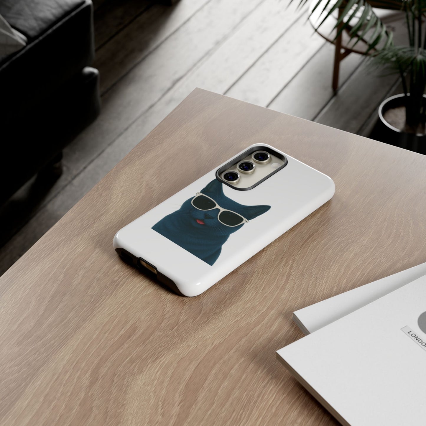 Russian Blue Cat Wearing Sunglasses - Tough Phone Case