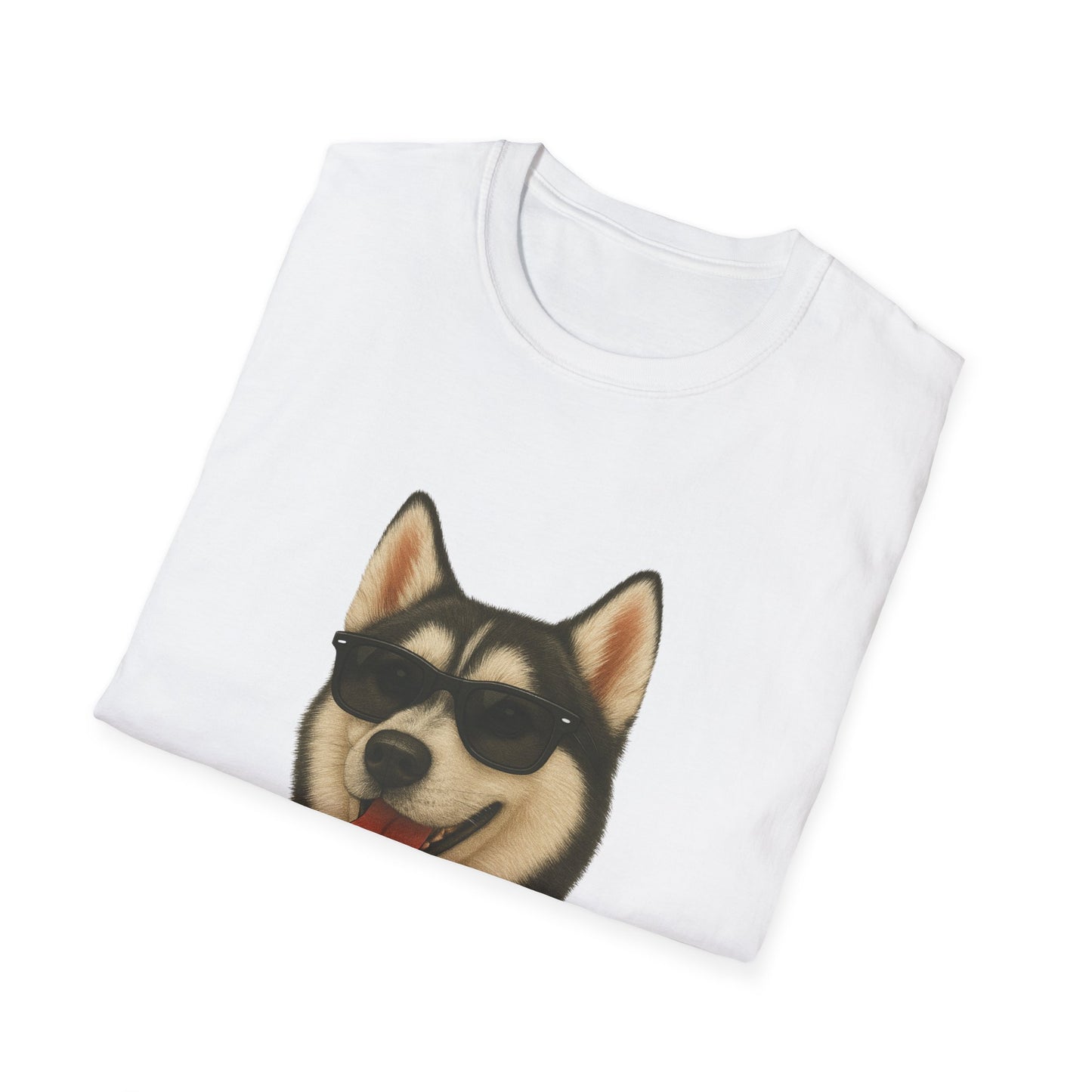 Siberian Husky Wearing Sunglasses - Adult T-Shirt