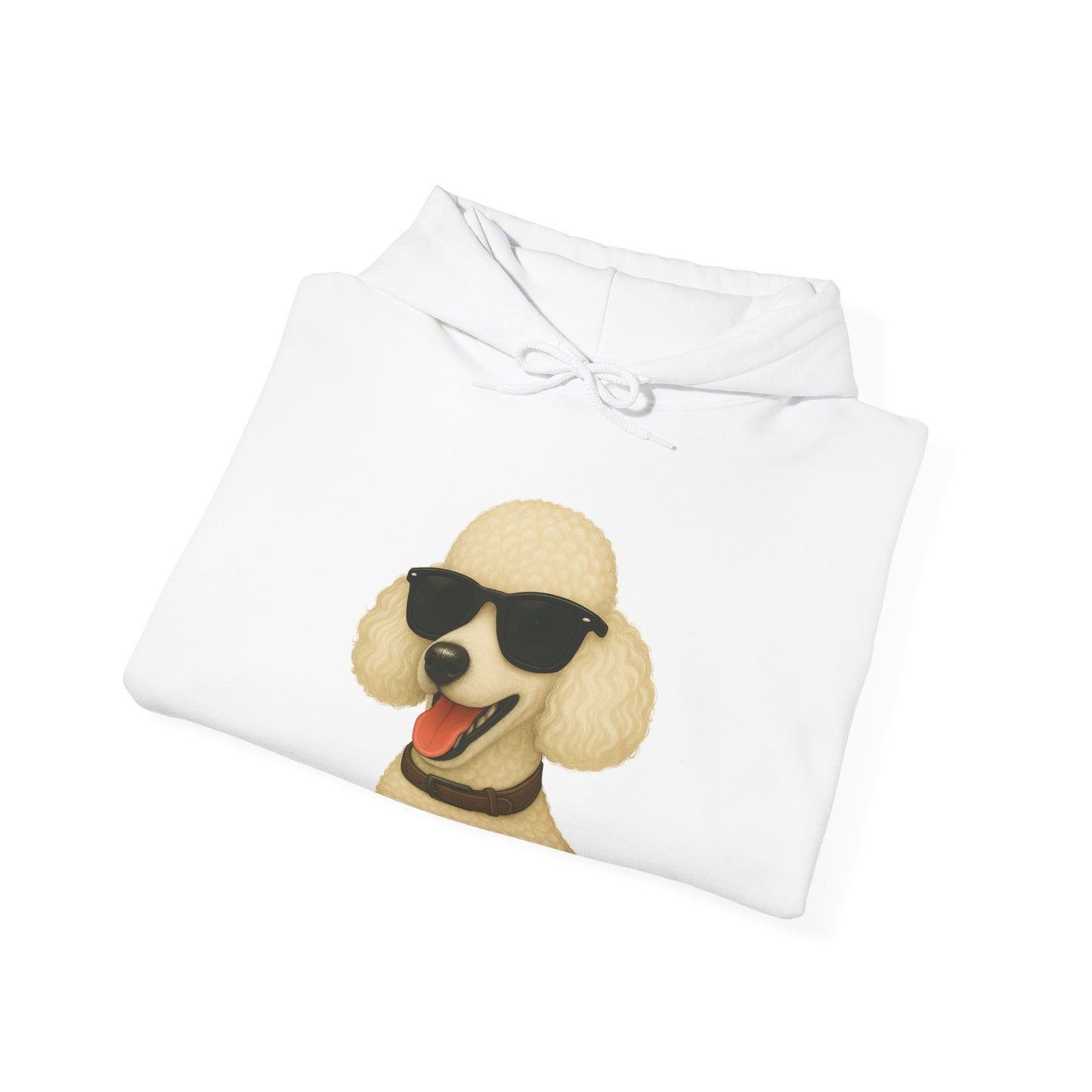 White Poodle Wearing Sunglasses - Adult Hoodie