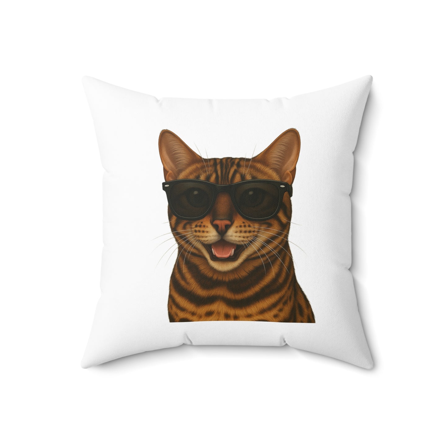 Bengal Cat Wearing Sunglasses - Throw Pillow