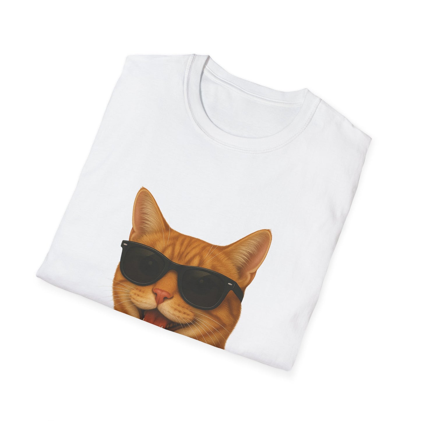 Orange Tabby Cat Wearing Sunglasses - Adult T-Shirt