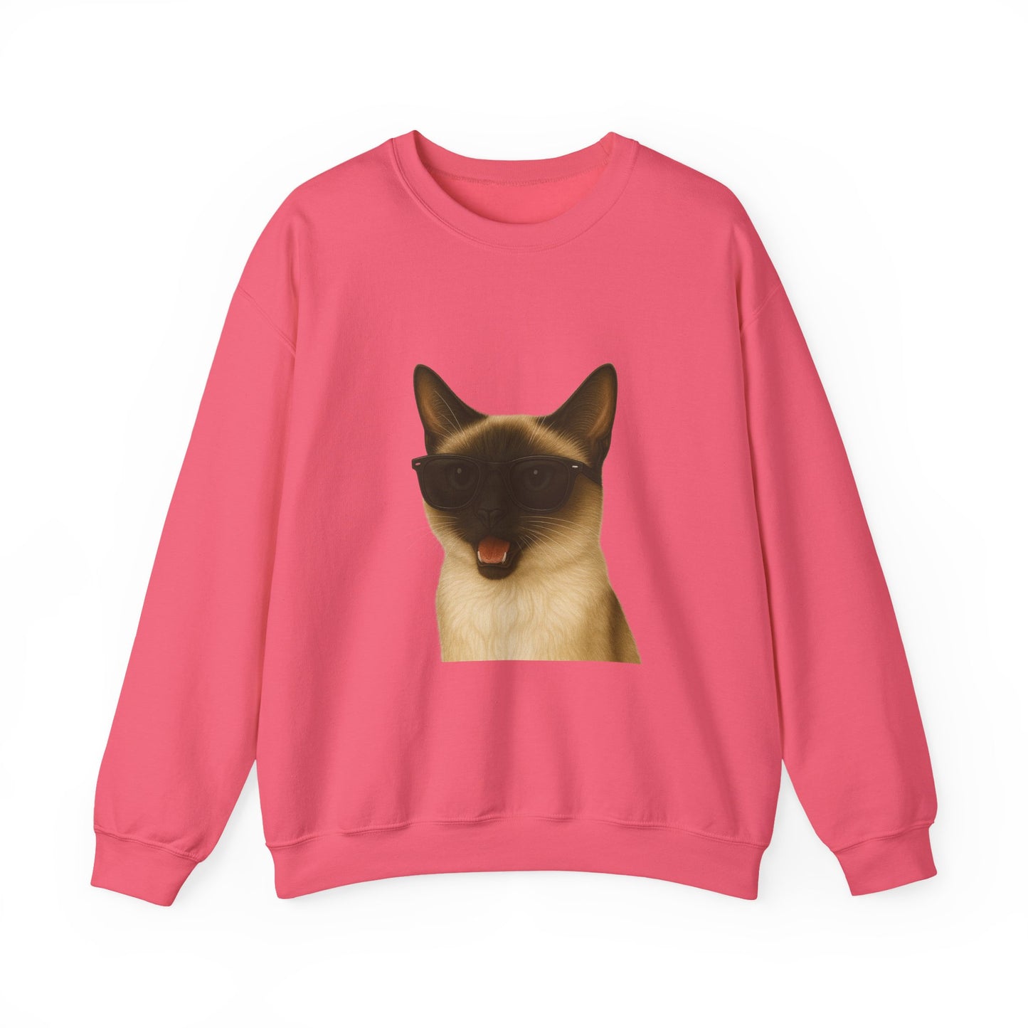 Siamese Cat Wearing Sunglasses - Adult Crewneck Sweatshirt