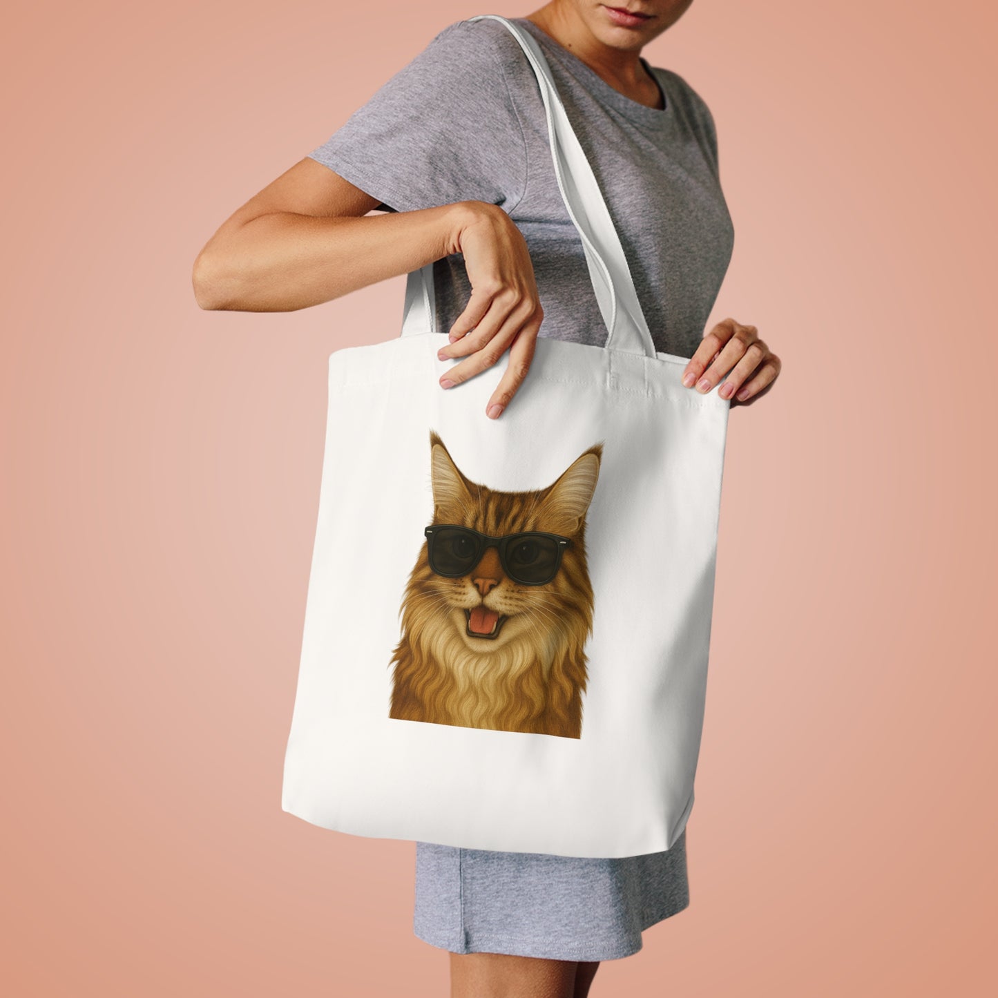 Maine Coon Wearing Sunglasses Cotton Tote Bag