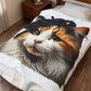 Calico Cat Wearing a Beret - Sherpa Blanket