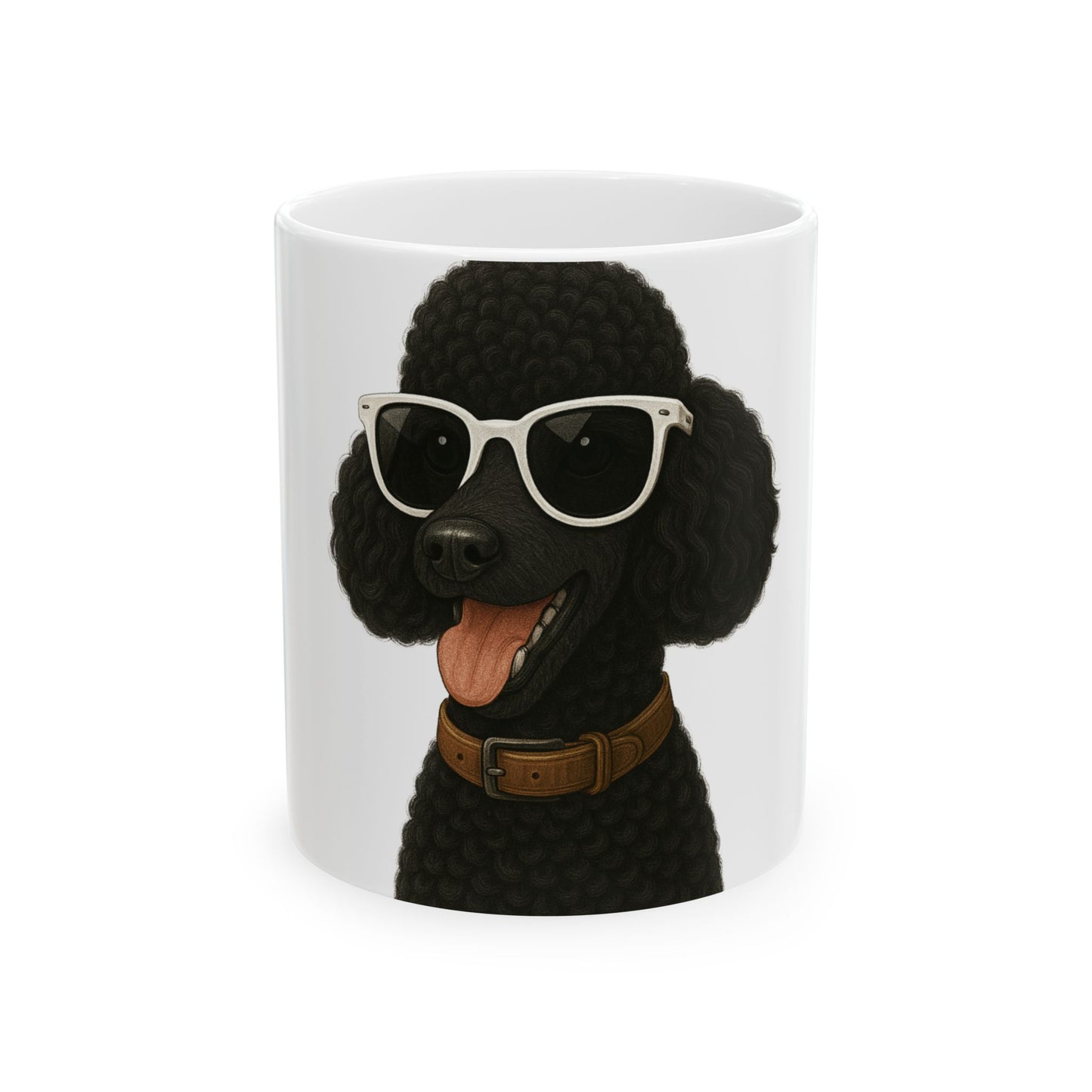 Black Poodle Wearing Sunglasses Ceramic Mug