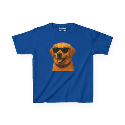 Golden Retriever Wearing Sunglasses - Kids Tee
