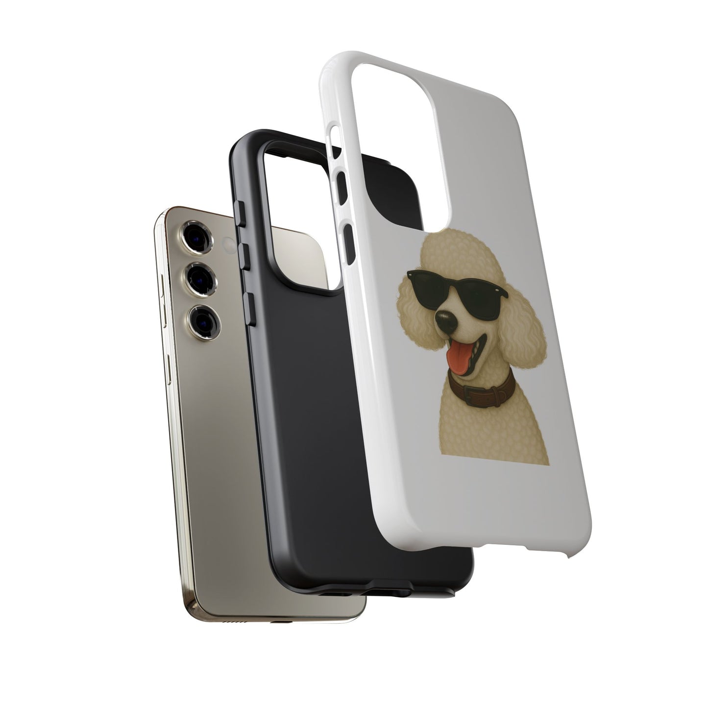 White Poodle Wearing Sunglasses - Tough Phone Case