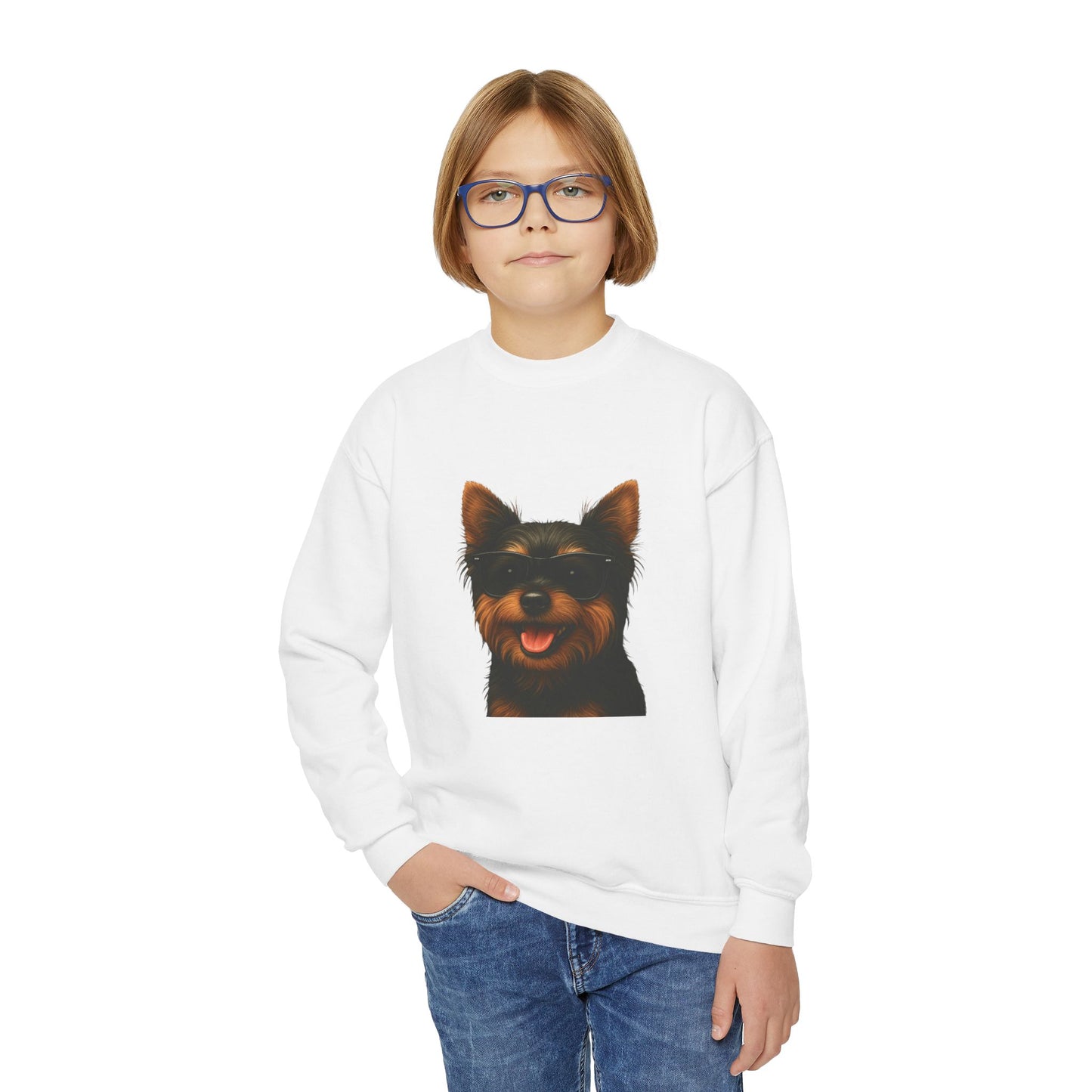 Yorkshire Terrier Wearing Sunglasses - Youth Sweatshirt