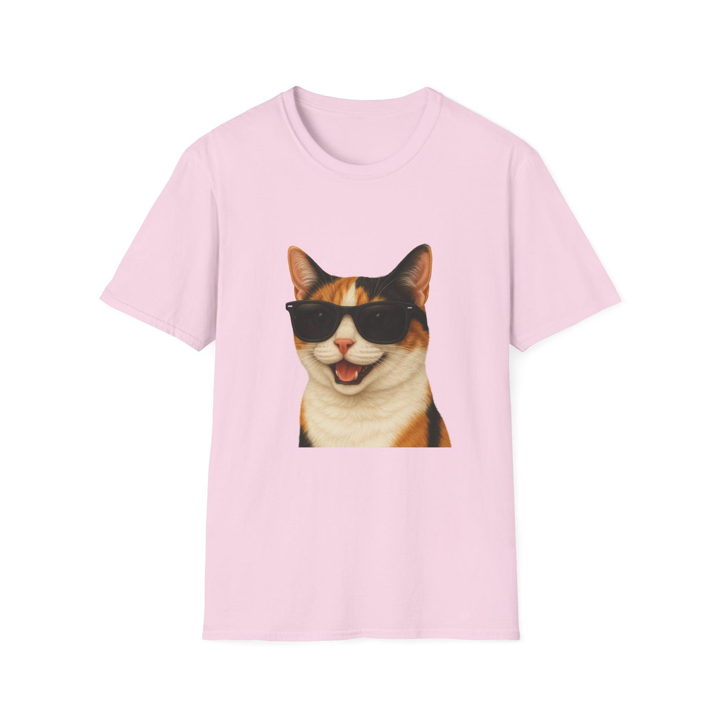 Calico Shorthair Cat Wearing Sunglasses - Adult T-Shirt