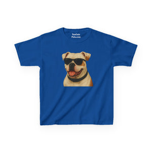 Kids Tee with American Bulldog Wearing Sunglasses