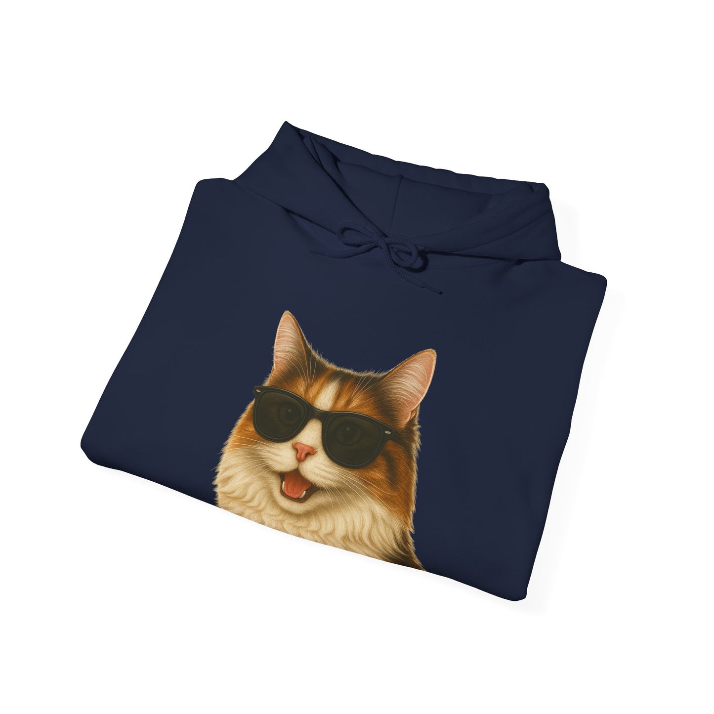 Calico Cat Wearing Sunglasses - Adult Hoodie