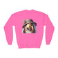 Collie In Cloche Hat- Youth Crewneck Sweatshirt - Too Cute Pets