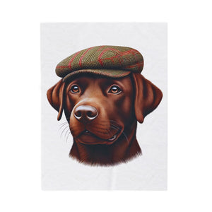Labrador Wearing a Tweed Flat Cap - Sherpa Blanket