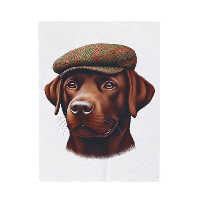 Labrador Wearing a Tweed Flat Cap - Sherpa Blanket