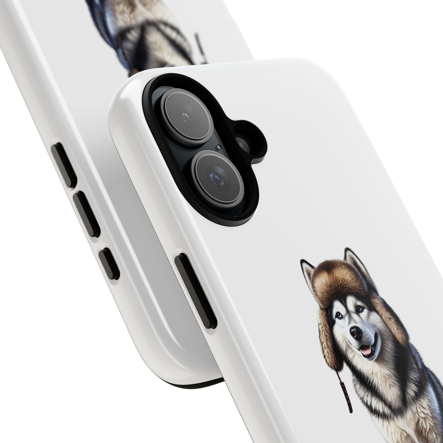 Husky Wearing a Fur Hunter Hat - Tough Phone Case