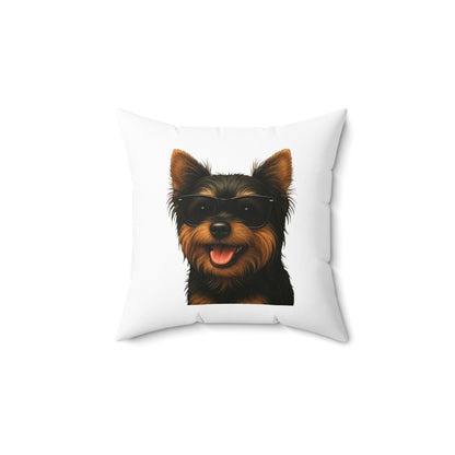 Yorkshire Terrier Wearing Sunglasses - Throw Pillow