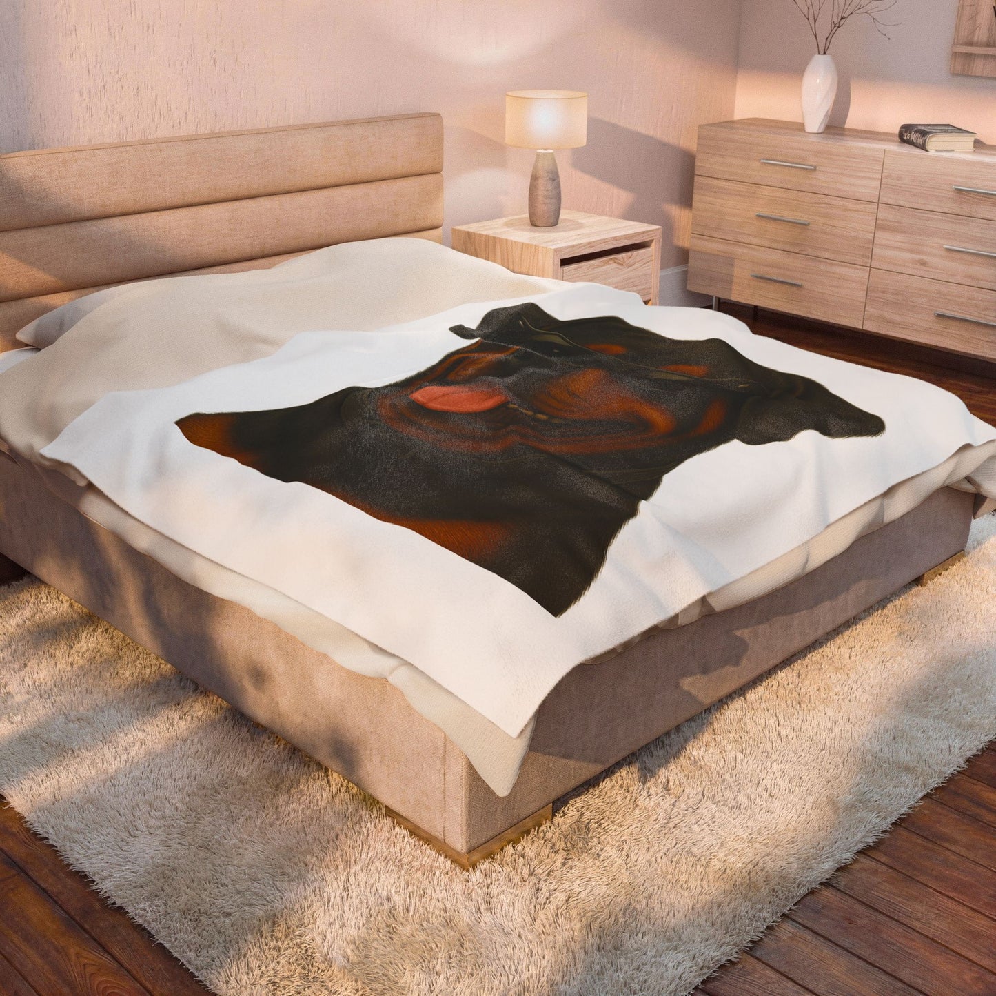 Rottweiler Wearing Sunglasses - Sherpa Blanket