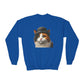 Calico Cat Wearing Bowler Hat Youth Crewneck Sweatshirt - Too Cute Pets